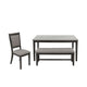 6pc Dining Table 4 Chairs and Bench Set, Gray and Black Rubberwood