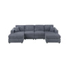 Iny U Sectional Sofa Set with Chaise Armless Chair 2 Pillows Gray BM332385