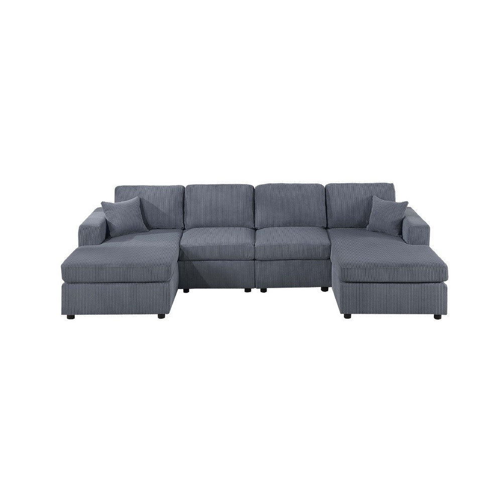 Iny U Sectional Sofa Set with Chaise Armless Chair 2 Pillows Gray BM332385