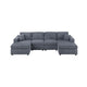 Iny U Sectional Sofa Set with Chaise Armless Chair 2 Pillows Gray BM332385
