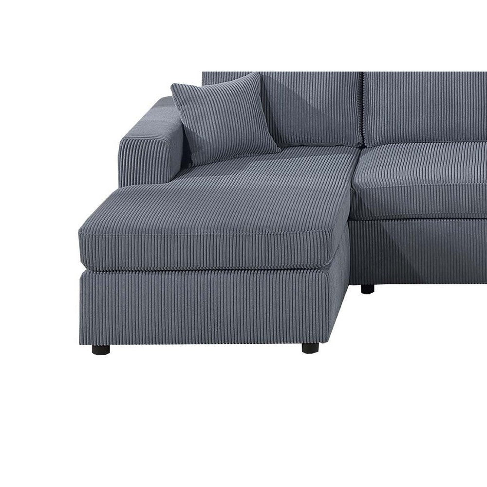 Iny U Sectional Sofa Set with Chaise Armless Chair 2 Pillows Gray BM332385
