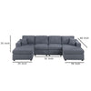 Iny U Sectional Sofa Set with Chaise Armless Chair 2 Pillows Gray BM332385