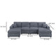 Iny U Sectional Sofa Set with Chaise Armless Chair 2 Pillows Gray BM332385