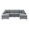 Iny U Sectional Sofa Chaise Armless Chair Set 2 Pillows Fog Gray BM332386