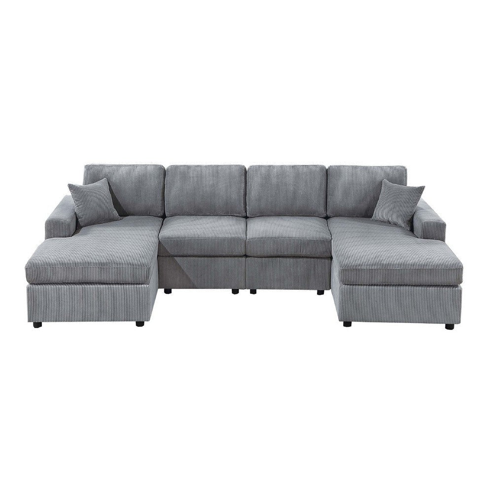 Iny U Sectional Sofa Chaise Armless Chair Set 2 Pillows Fog Gray BM332386