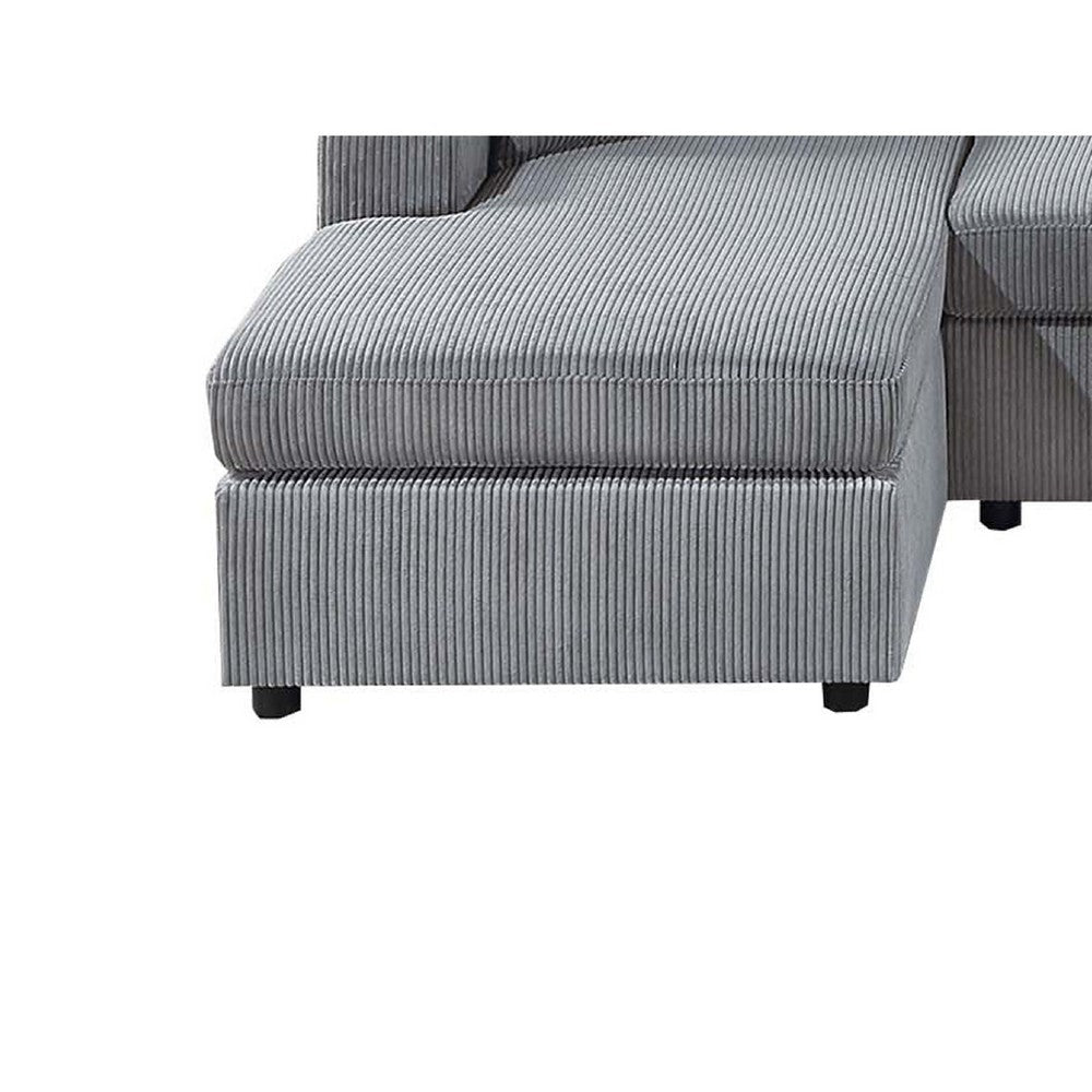 Iny U Sectional Sofa Chaise Armless Chair Set 2 Pillows Fog Gray BM332386