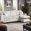 Foi Convertible Sectional Sofa with Reversible Chaise, Beige Corduroy