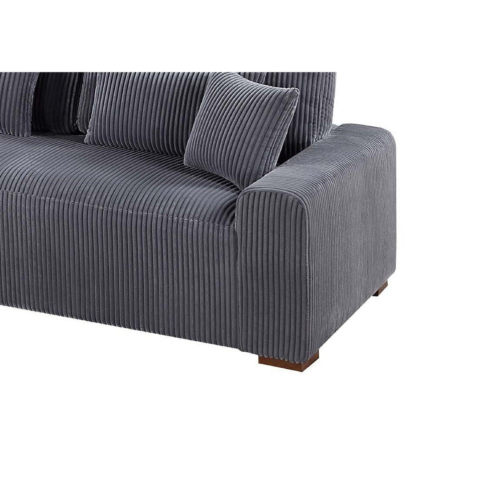 Lio 2pc XL Sectional Sofa with Chaise 5 Throw Pillows Gray Corduroy BM332389