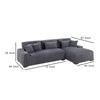 Lio 2pc XL Sectional Sofa with Chaise 5 Throw Pillows Gray Corduroy BM332389