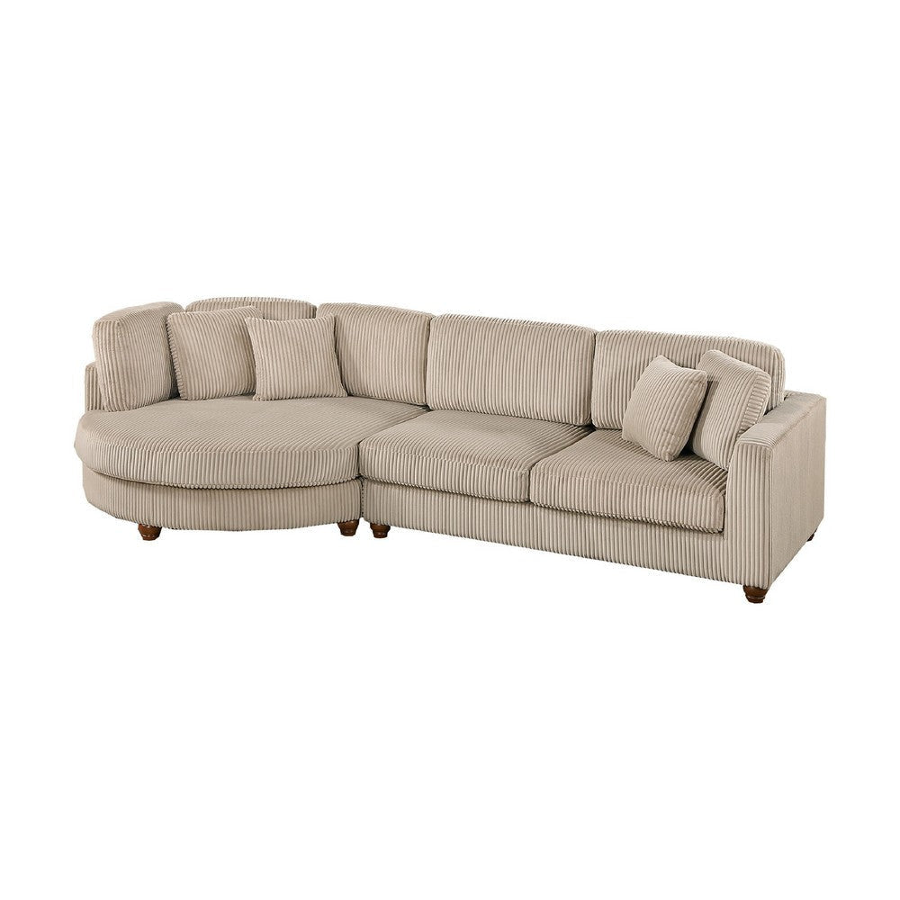 Zeo 2pc Oversize Sectional Sofa and Chaise Taupe Brown Corduroy BM332392