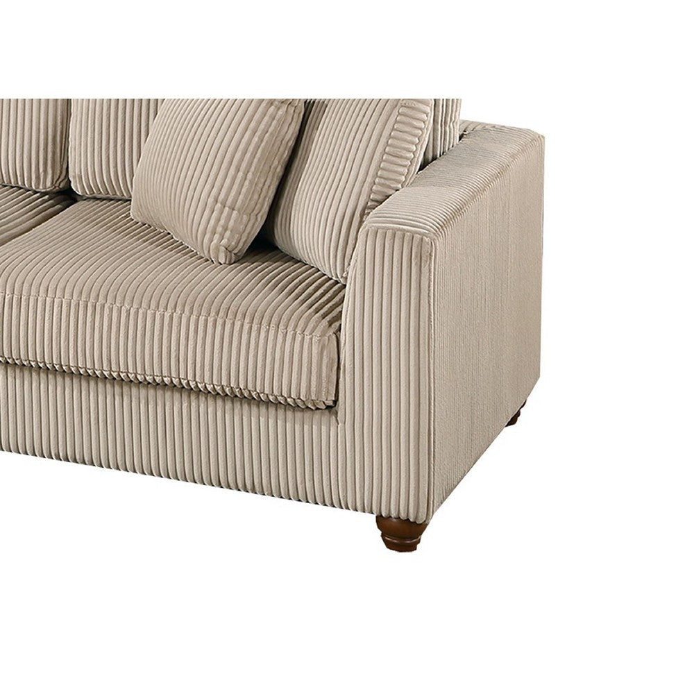 Zeo 2pc Oversize Sectional Sofa and Chaise Taupe Brown Corduroy BM332392