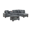 Aea 3pc Sectional Sofa Chaise and Ottoman Set 2 Pillows Dark Gray BM332393