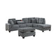 Aea 3pc Sectional Sofa Chaise and Ottoman Set 2 Pillows Dark Gray BM332393
