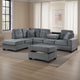 Aea 3pc Sectional Sofa, Chaise and Ottoman Set, 2 Pillows, Dark Gray