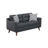 Roli 2pc Sofa and Loveseat Set 4 Throw Pillows Soft Black Polyfiber BM332399