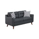 Roli 2pc Sofa and Loveseat Set 4 Throw Pillows Soft Black Polyfiber BM332399