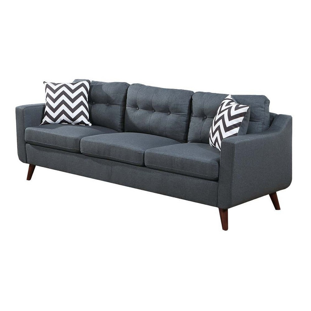 Roli 2pc Sofa and Loveseat Set 4 Throw Pillows Soft Blue Polyfiber BM332400