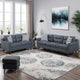 Roli 2pc Sofa and Loveseat Set, 4 Throw Pillows, Soft Blue Polyfiber