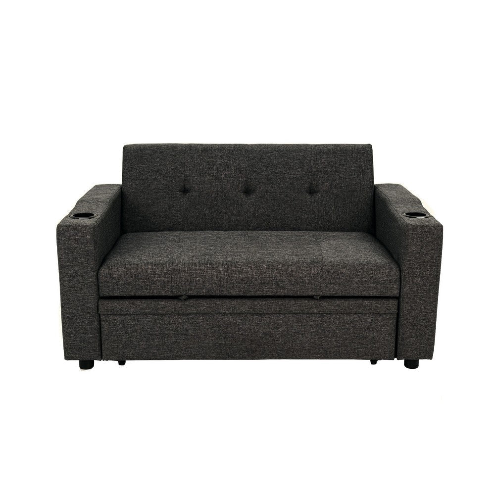 Soen Convertible Sofa w Pull Out Sleeper Bed 2 Pillows Charcoal Gray BM332401