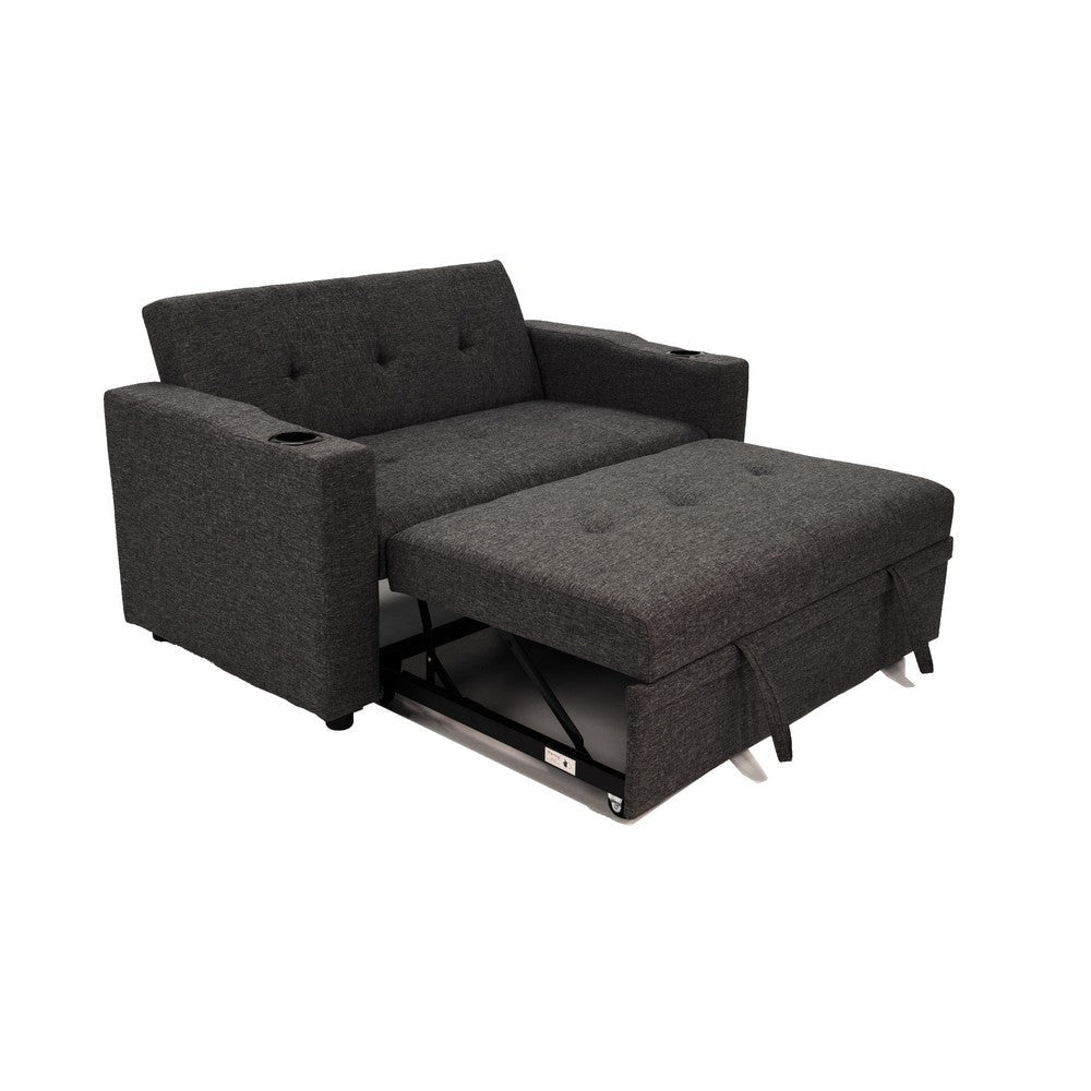 Soen Convertible Sofa w Pull Out Sleeper Bed 2 Pillows Charcoal Gray BM332401
