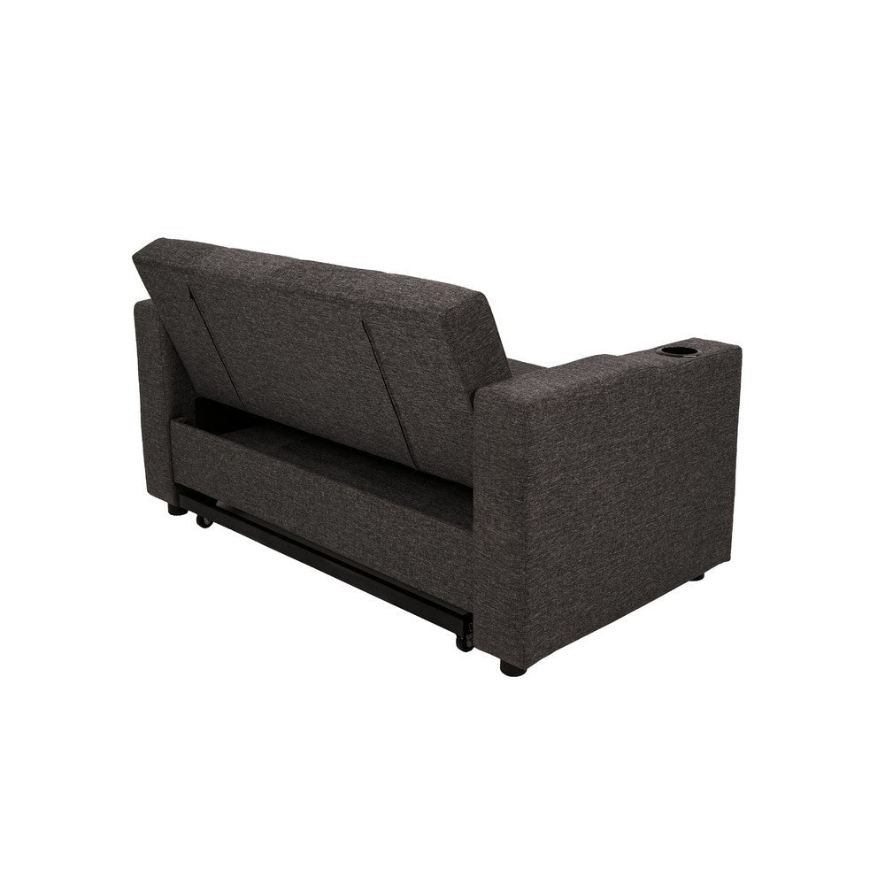 Soen Convertible Sofa w Pull Out Sleeper Bed 2 Pillows Charcoal Gray BM332401