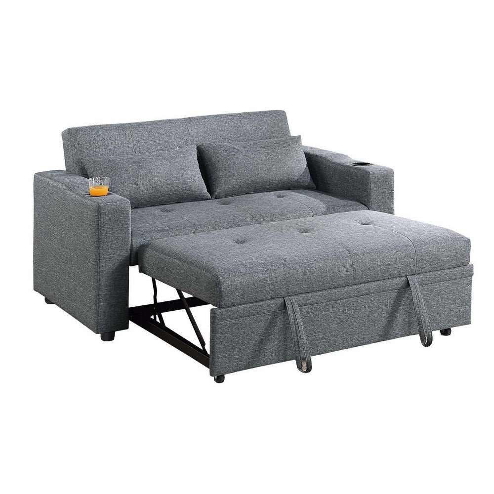 Soen Convertible Sofa w Pull Out Sleeper Bed 2 Pillows Slate Gray BM332402