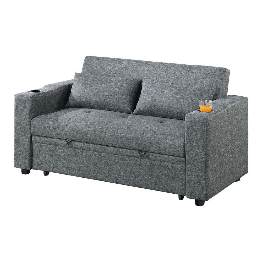 Soen Convertible Sofa w Pull Out Sleeper Bed 2 Pillows Slate Gray BM332402