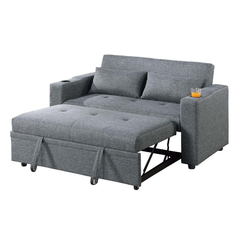 Soen Convertible Sofa w Pull Out Sleeper Bed 2 Pillows Slate Gray BM332402