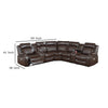 Ina Power Sectional Recliner L Shape Sofa Console Brown Faux Leather BM332405