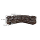 Ina Power Sectional Recliner L Shape Sofa Console Brown Faux Leather BM332405