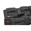 Ina Power Sectional Recliner L Shape Sofa Charcoal Gray Faux Leather BM332406