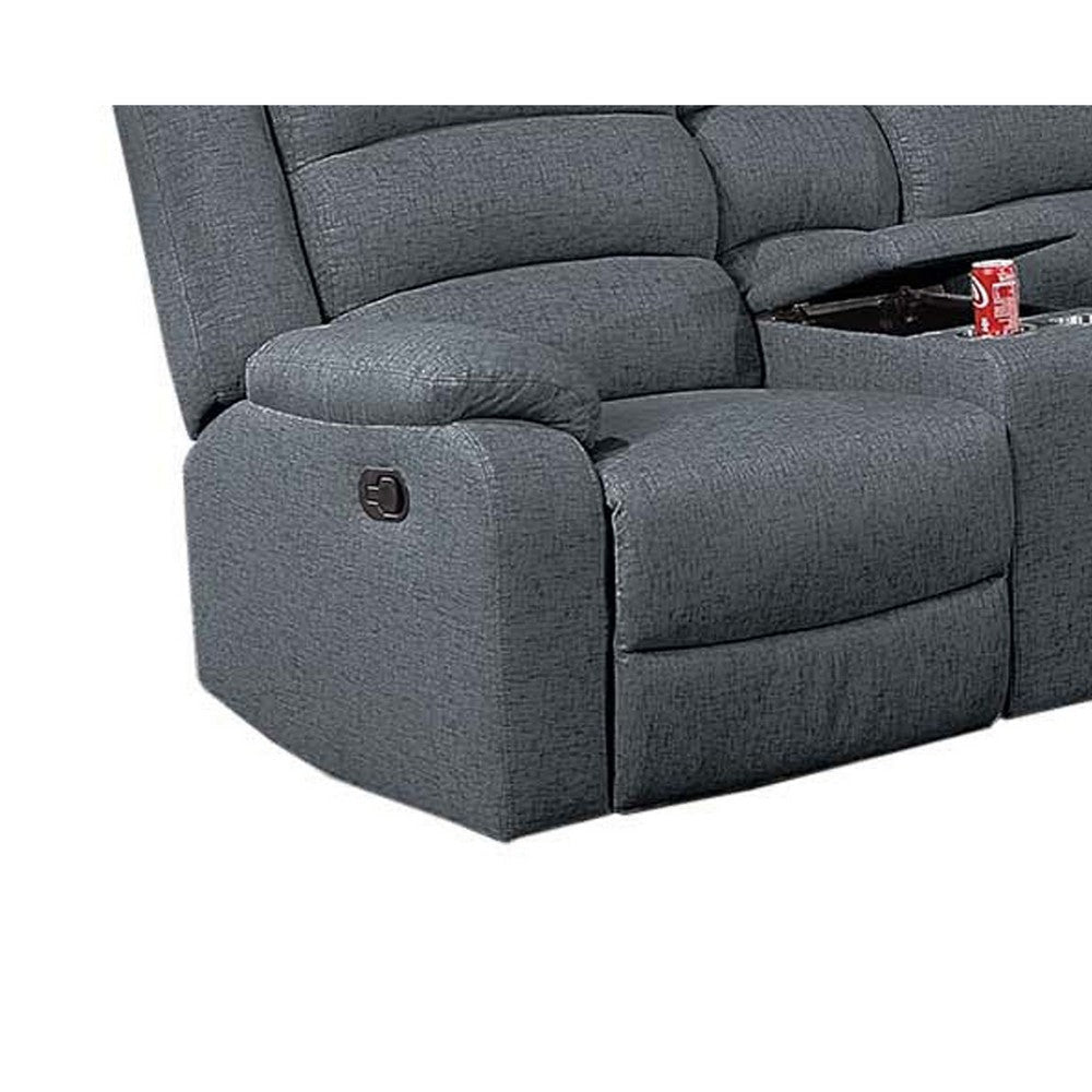 Rexy L Shape Sofa 3pc Manual Reclining Sectional Dark Gray Burlap