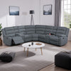 Rexy L Shape Sofa, 3pc Manual Reclining Sectional, Dark Gray Burlap