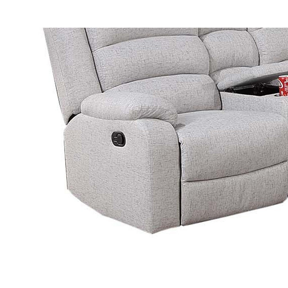 Rexy L Shape Sofa 3pc Manual Reclining Sectional Clean White Burlap