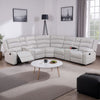 Rexy L Shape Sofa, 3pc Manual Reclining Sectional, Clean White Burlap