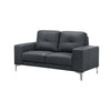Moa 2pc Loveseat n Sofa Set Modern Chrome Legs Black Full Leather