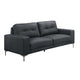 Moa 2pc Loveseat n Sofa Set Modern Chrome Legs Black Full Leather