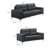 Moa 2pc Loveseat n Sofa Set Modern Chrome Legs Black Full Leather