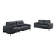 Moa 2pc Loveseat n Sofa Set, Modern Chrome Legs, Black Full Leather