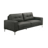 Moa 2pc Loveseat n Sofa Set Chrome Legs Anthracite Gray Full Leather BM332412