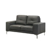 Moa 2pc Loveseat n Sofa Set Chrome Legs Anthracite Gray Full Leather BM332412