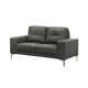 Moa 2pc Loveseat n Sofa Set Chrome Legs Anthracite Gray Full Leather BM332412