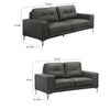 Moa 2pc Loveseat n Sofa Set Chrome Legs Anthracite Gray Full Leather BM332412