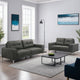 Moa 2pc Loveseat n Sofa Set, Chrome Legs, Anthracite Gray Full Leather
