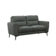 Hena 2pc Sofa and Loveseat Set Black Anthracite Gray Full Leather BM332413