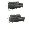 Hena 2pc Sofa and Loveseat Set Black Anthracite Gray Full Leather BM332413