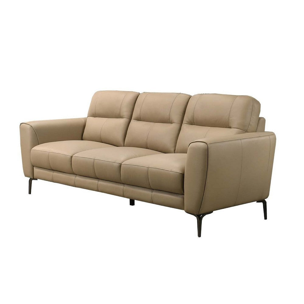 Hena 2pc Sofa and Loveseat Set Modern Style Light Beige Full Leather BM332414