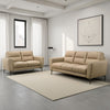 Hena 2pc Sofa and Loveseat Set, Modern Style, Light Beige Full Leather