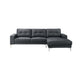 Moa 2pc Sectional Sofa w RAF Chaise, Chrome Legs, Black Full Leather
