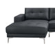 Moa 2pc Sectional Sofa w RAF Chaise Chrome Legs Black Full Leather BM332415